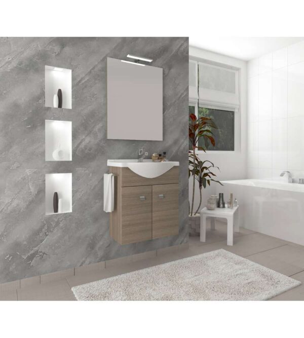COMPOSIZIONE BAGNO ZAFFIRO COLORE ROVERE FUMO CM 57
