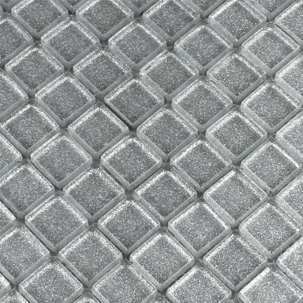 Mosaico in Vetro 1,5x1,5 cm GLITTER ARGENTO