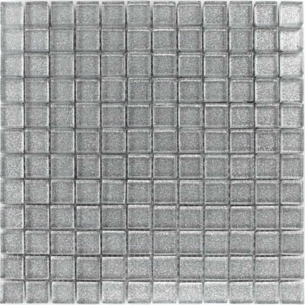 Mosaico in Vetro 1,5x1,5 cm GLITTER ARGENTO - immagine 2