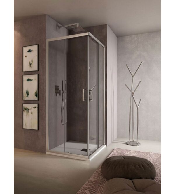 BOX DOCCIA A L 70X100 CROMO/TRASPARENTE